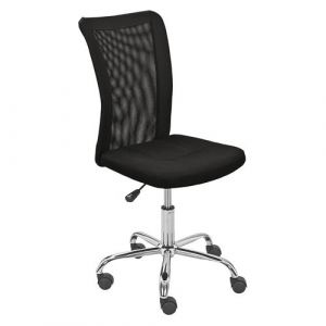 Fauteuil de Bureau Tissu Mesh Noir Pieds Chrom&eacute;s - WALLAS - ALTOBUY