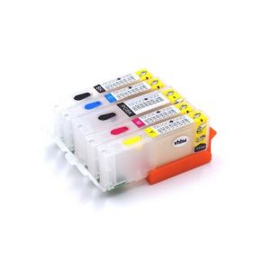 vhbw Cartouches d'encre vide multicouleurs remplacement pour Canon CLI-551BK, CLI-551C, CLI-551M (compatiblepack de 5, + puce)