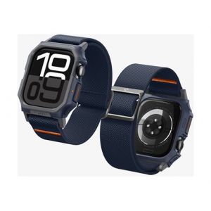 Spigen Lite Fit Pro - Sacoche pour montre intelligente - robuste - polyuréthanne thermoplastique (TPU), polyester - bleu marine - pour Apple Watch Series 10 (GPS + Cellular) (46 mm), Series 10 (GPS) (46 mm)