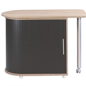 Bureau Pivotant et Meuble de Rangement Ch&ecirc;ne 2 Niches 77 x 71,7 x 47 cm - Noir - L 105 x l 55 x H 74.7 cm