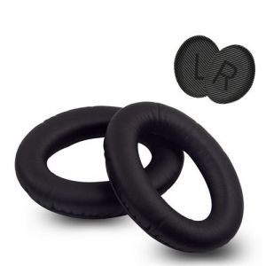 Housses de remplacement compatibles Bose QC35/QC35II - Lot de 2 pi&egrave;ces (&eacute;couteurs + coussinets LR) en cuir synth&eacute;tique noir