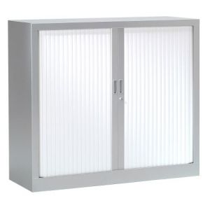 Armoire Monobloc H 70xL 80xP43 cm 1 Tablette Alu Rideaux Blanc