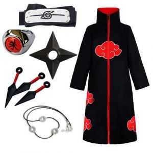 Déguisement : Robe à nuages rouges (Organisation Akatsuki, Naruto), taille M (165cm)