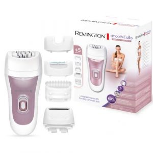 Remington Epilateur Electrique 5en1 Epilation Douce, Embout Massage Aloe Vera, Fonctionne Sur Poils Courts - Accessoires Inclus EP7500