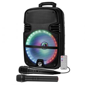 Enceinte sono mobile My Deejay MDJ12 Ring à LEDs RVB 600W 12" USB, Bluetooth, TWS, Micros VHF et filaire, Télécommande