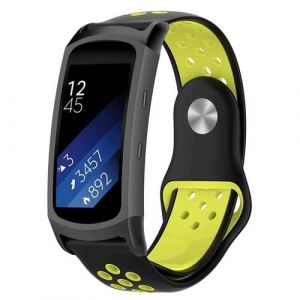 Strap-it Bracelet sport - compatible pour Samsung Gear Fit 2 / Fit 2 Pro (noir/jaune)