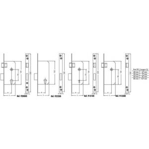 Serrure à larder LIONA à profil européen et bout carré axe 60mm gauche - JPM - 920000-03-2A