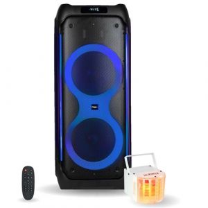 Pack Enceinte Bluetooth USB Active Autonome Ibiza 1200W COLUMBA1200 - Jeu Lumi&egrave;re Derby Multifaisceaux PARTY-DERBY6 DJ Soir&eacute;e Disco