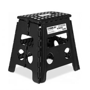 Tabouret Pliant Noir 45cm, Marchepied Pied Pliable BM TOOLS BMT-MP45-NOIR - 150kg Capacit&eacute;, L&eacute;ger et Compact pour Adulte/Enfant