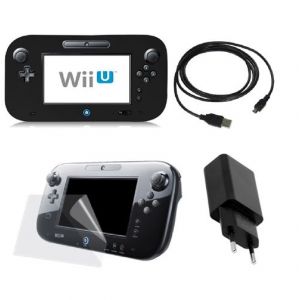 Chargeur Secteur pour Nintendo Wii U Gamepad extra long 3 mètres + Housse de protection silicone + Film protection Wii U + Stylet WiiU - Straße Game ®