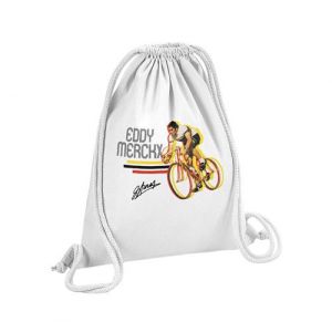 Fabulous Sac de Gym en Coton Blanc Eddy Merckx Vintage 12 Litres