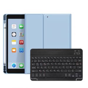 Étui HSMY en Silicone avec Clavier Français AZERTY Bluetooth pour iPad Pro 10.5 / Air3 2019 - Bleu clair&Noir