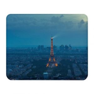 Fabulous Tapis de souris Simili Cuir Vue Aérienne de la Tour Eiffel Illuminée Paris (22 x 18 cm)
