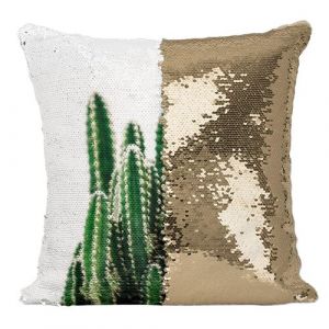 Fabulous Coussin avec Housse Sequin - Paillettes Dor&eacute; Gros Plan Cactus Colonnaire Cereus Validus [40 x 40 cm]