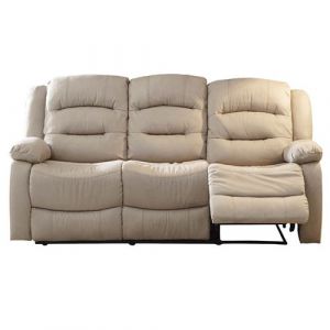 JANS - Canapé Relax Manuel 3 Places Tissu Beige - BAUWENS