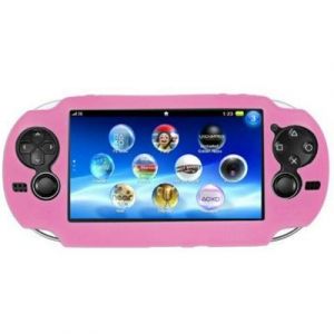 Pack 3 en 1 Sony PS Vita 1000 : Housse silicone rose - C&acirc;ble chargeur synchronisation USB - Film Protection &eacute;cran