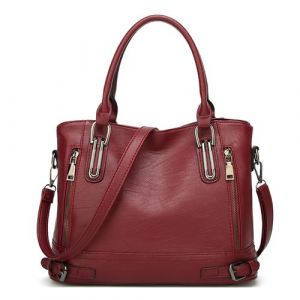 Grand sac &agrave; main en cuir pour femme Rouge
