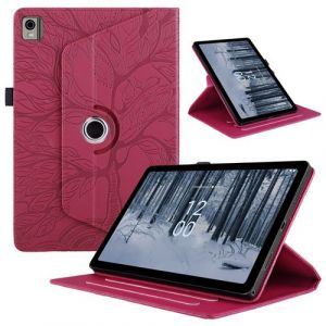 Coque pour Nokia T21 10,36 Pouces 2022 &Eacute;tui Support Rotatif &agrave; 360 Degr&eacute;s PU Cuir Housse de Protection Portefeuille Tablet ZURSANA Rouge