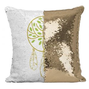 Fabulous Coussin avec Housse Sequin - Paillettes Dor&eacute; Arbre Nature Dreamcatcher [40 x 40 cm]