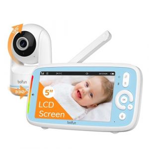 BOIFUN 5 Babyphone Camera, 360° Vision Nocturne Infrarouge Invisible, Barre de Volume, 3050mAh, Animaux Domestiques et Personnes Âgées, Pas de WiFi