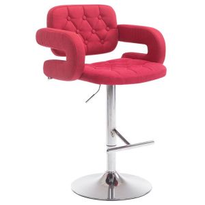CLP Tabouret de bar Dublin Tissu avec pied en m&eacute;tal , Rouge/Chrome