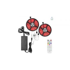 Ruban led de musique intelligent wifi 10m(2 * 5m), bande led 300 leds 5050 rgb étanche, kit de ruban à led avec alimentation 12v 5a, compatible avec