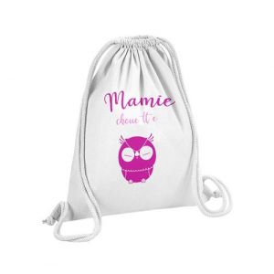 Fabulous Sac de Gym en Coton Blanc Mamie Chouette Grand Mere Hibou 12 Litres
