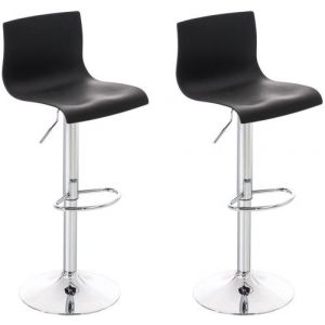 CLP Lot de 2 tabouret de bar Hoover Assise Plastique et Pi&egrave;tement M&eacute;tal chrom&eacute; , Noir