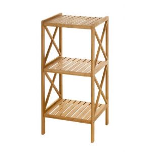 Étagère de rangement avec 3 tablette en bambou coloris naturel - Longueur 37 x Profondeur 33 x Hauteur 85 cm -JUANIO-
