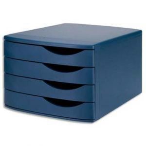 Module de classement 4 tiroirs, 100% recyclé polystyrène - Dimensions L30 x H21,6 x P37,5 cm BLEU