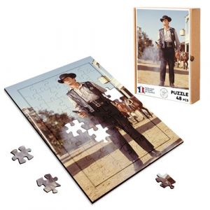 Puzzle en bois 48 Pièces Fabulous - Cowboy Shérif Western Duel au Revolver (28 x 20 cm)