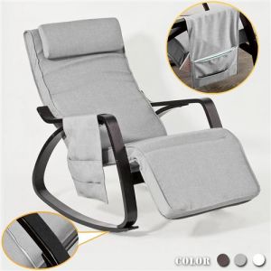 SoBuy® FST20-HG Eponge plus épais!! Fauteuil à bascule berçante relax avec pochette latérale amovible, Rocking Chair Bouleau Flexible