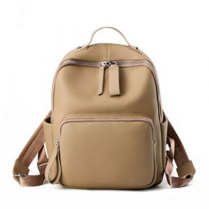 Sac à dos en cuir véritable Casual cartable sac de voyage gris