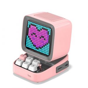 Enceinte bluetooth Divoom Ditoo rétro Pixel Art alarme-réveil panneau d'affichage LED Rose