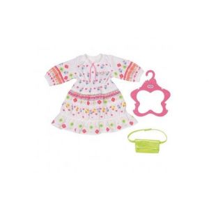 Habit poup&eacute;e 39 - 46 cm : robe blanche avec poussin baby born - v&ecirc;tement accessoire poup&eacute;e et poupon - zapf