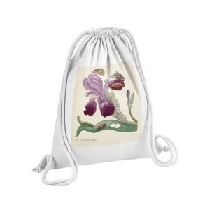 Fabulous Sac de Gym en Coton Blanc Iris Papillons Chenilles Illustration Botanique 12 Litres