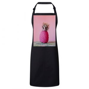Fabulous Tablier Cuisine Premium Noir Ananas Rose sur Fond Rose