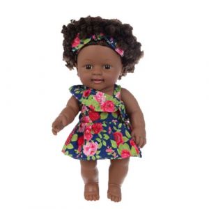 Poupée africaine noire Cheveux bouclés mignons 30CM C -Multicolore