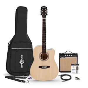 Guitare &Eacute;lectro-Acoustique Dreadnought Pan Coup&eacute;, Natural avec pack Ampli Acoustique 15 W et Accessoires