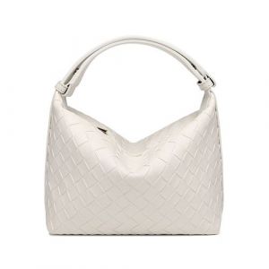 Sac à déjeuner en peau de mouton tissée blanc