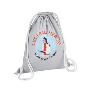 Fabulous Sac de Gym en Coton Gris Les Vrais H&eacute;ros - Docteure M&eacute;decin 12 Litres