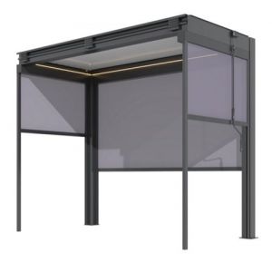 PROLOISIRS Pergola - Zephir Pool House 3x1,46 Alu et Lames - Graphite et Blanc