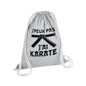 Fabulous Sac de Gym en Coton Gris J'peux pas j'ai Karate 12 Litres