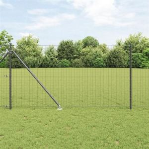 vidaXL Cl&ocirc;ture Euro avec 13 Piquets en Piquet 1,2x25 m Acier Galvanis&eacute; Gris 3350670