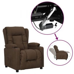 vidaXL Fauteuil Releveur Inclinable Siège Relaxation Dossier et Repose-pied Réglables Meuble de Salle de Séjour Salon Intérieur Marron Tissu