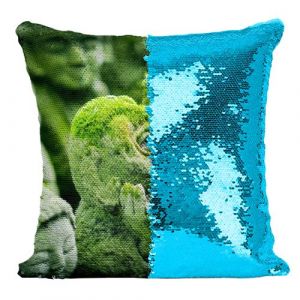 Fabulous Housse de Coussin &agrave; Sequin - Paillettes Turquoise Aligement de statue Couverte de Mousse [40 x 40 cm]