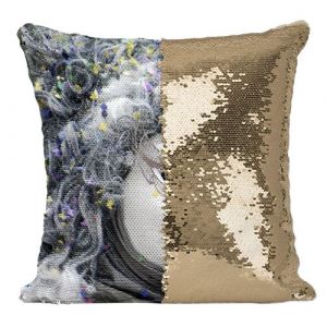Fabulous Housse de Coussin à Sequin - Paillettes Doré Carnaval de Venise Masque Blanc et Argent [40 x 40 cm]
