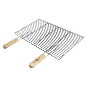 ECD Germany Grille de Barbecue BBQ 54x34 cm en Acier Inoxydable Double Manche Poign&eacute;es en