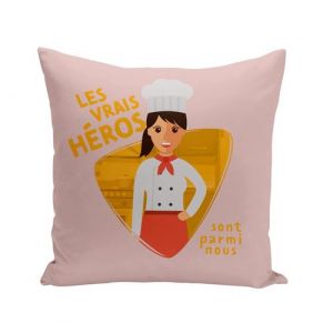 Fabulous Housse de coussin rose Les Vrais Héros - Cuisinière Chef Commis [40x40 cm]
