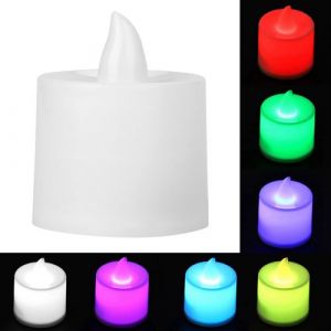 24PCS LED bougie lampe multi-couleurs nuit décoration lumière (coque blanche + flash multicolore)